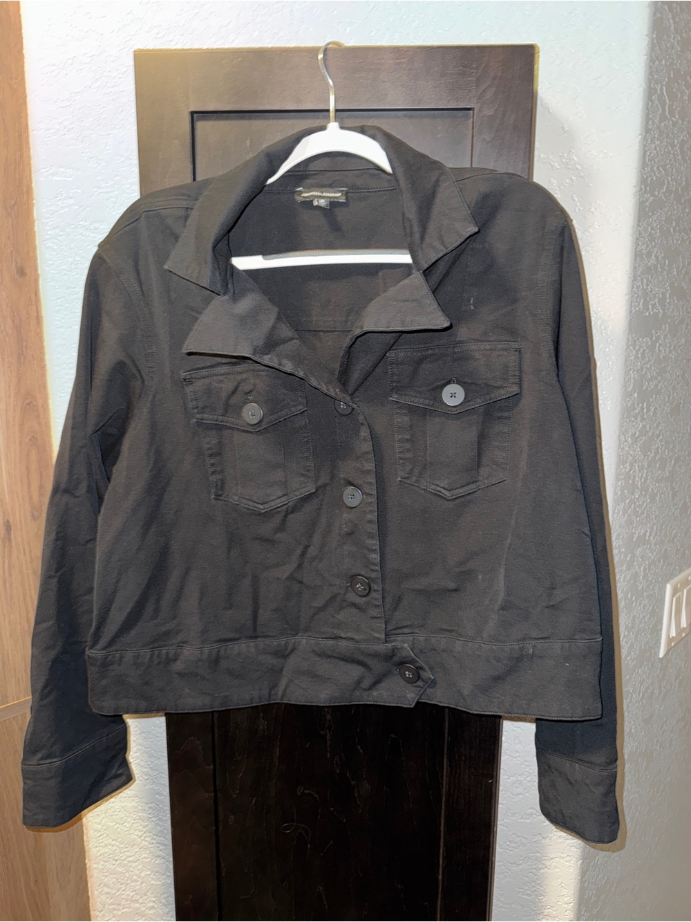 Universal Standard Black Cropped Stretch Utility Jacket Size M (18-20)